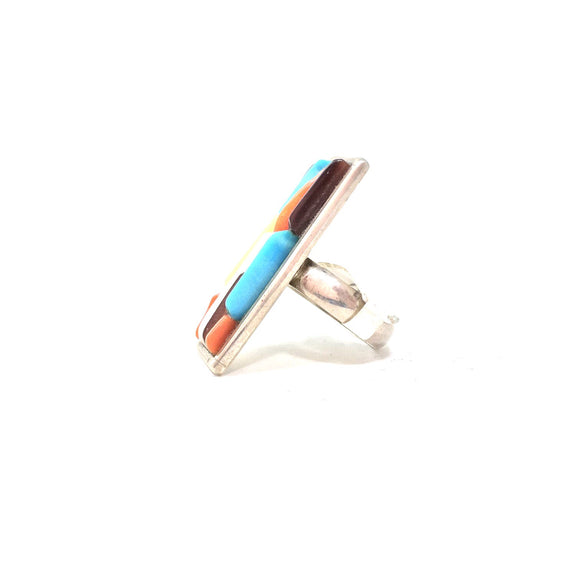 Vintage Inlaid Ring, size 6.25