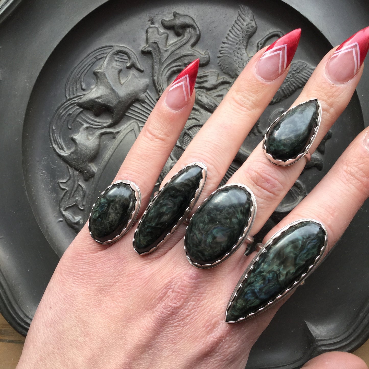 Mother of Pearl Obsidian Ring, size 7