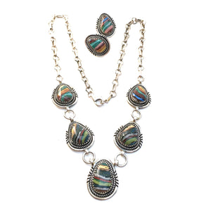 Rainbow Calsilica Necklace and Earring Set
