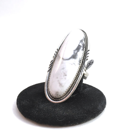 Howlite Shield Ring, size 9.5