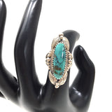 Leaf Detailed Turquoise Ring, size 6