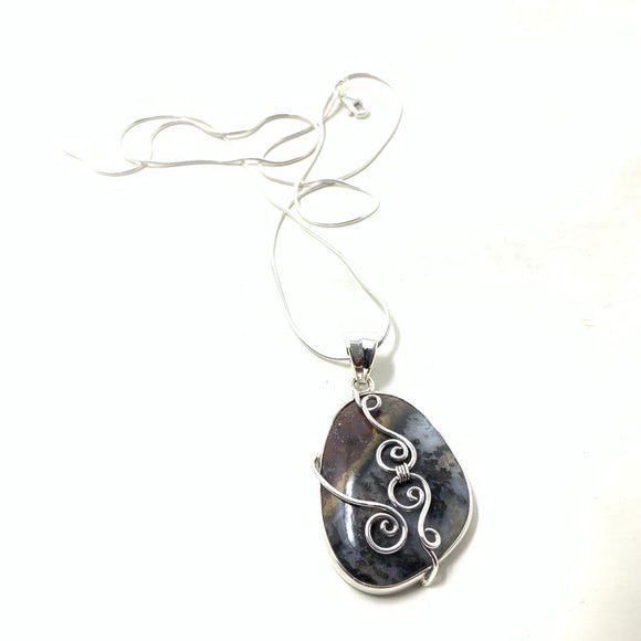 Wire Wrap Overlay Agate Pendant