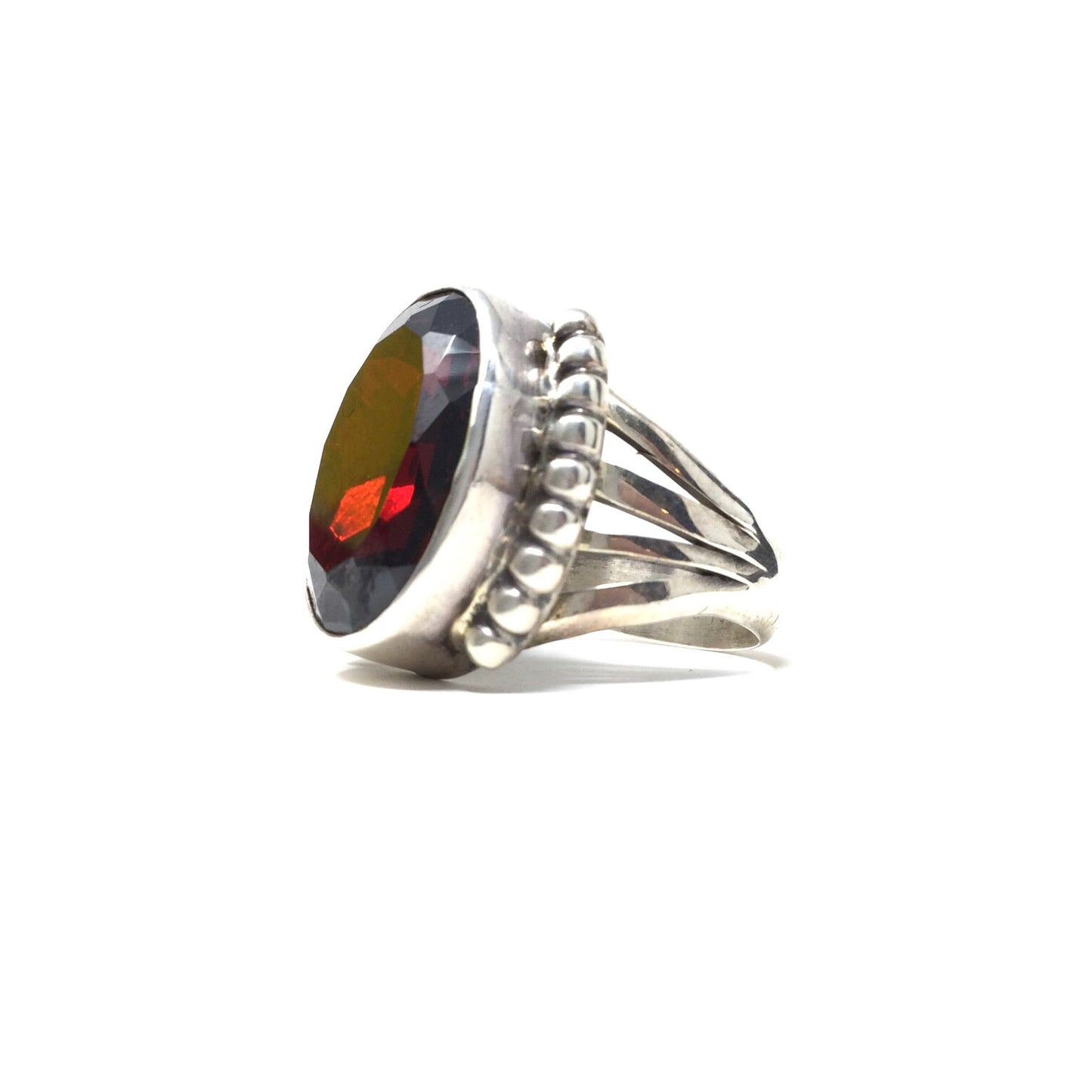 Large Faceted Garnet Statement Ring, size 9
