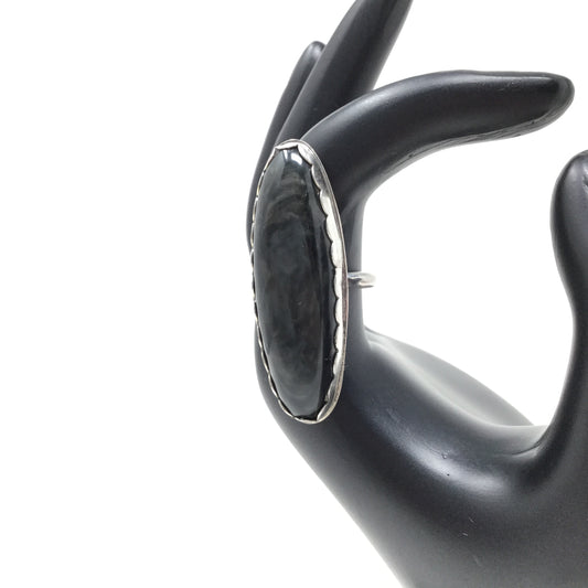 Mother of Pearl Obsidian Ring, size 7