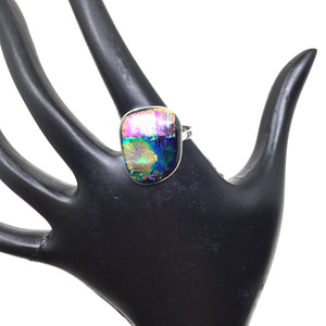 Dichroic Glass Ring, size 9
