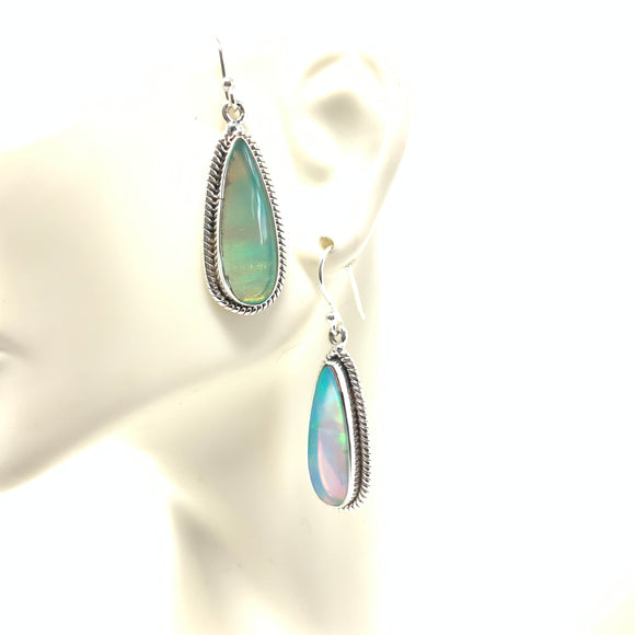 White Aura Opal Earrings