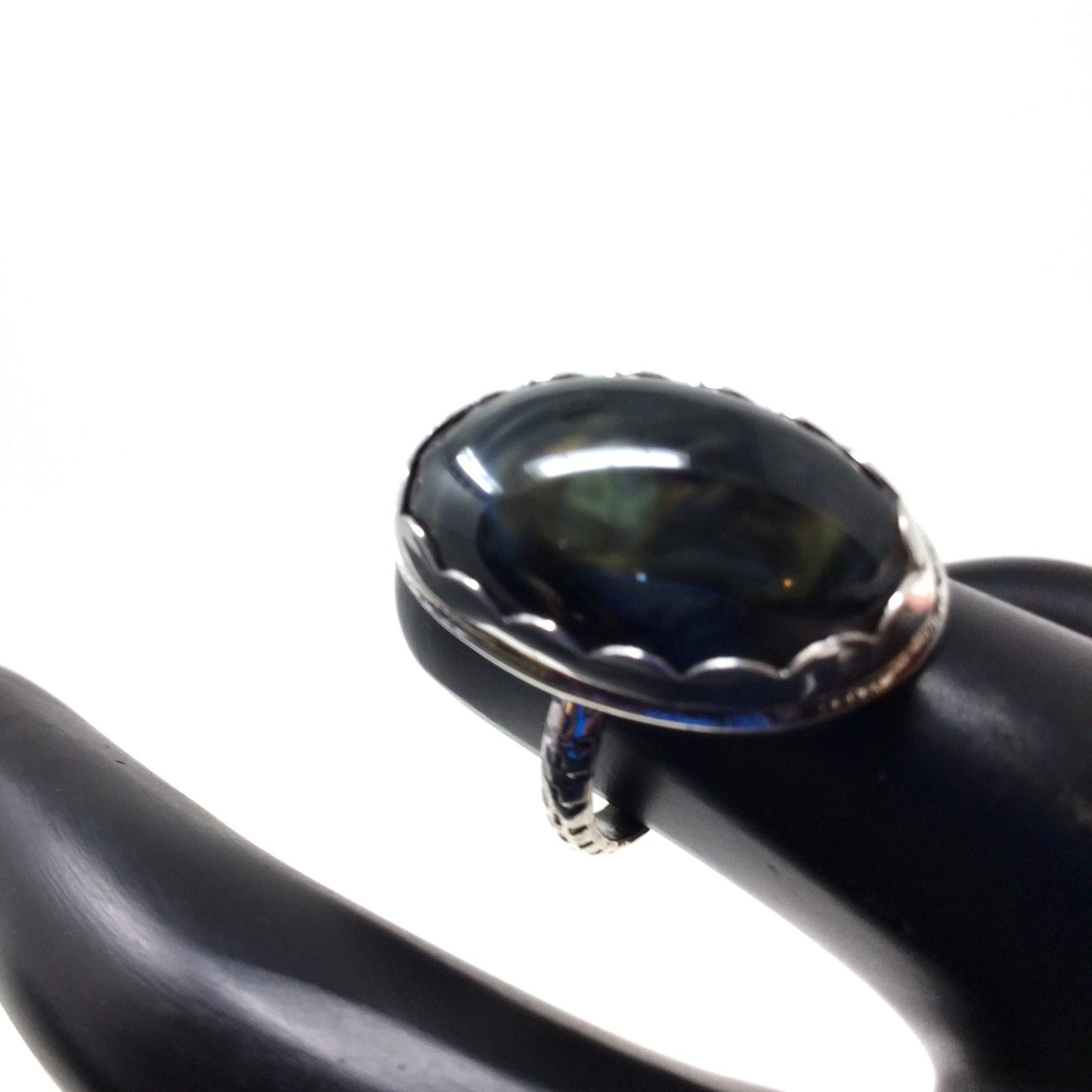 Mother of Pearl Obsidian Ring, size 6