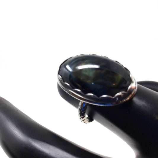 Mother of Pearl Obsidian Ring, size 6