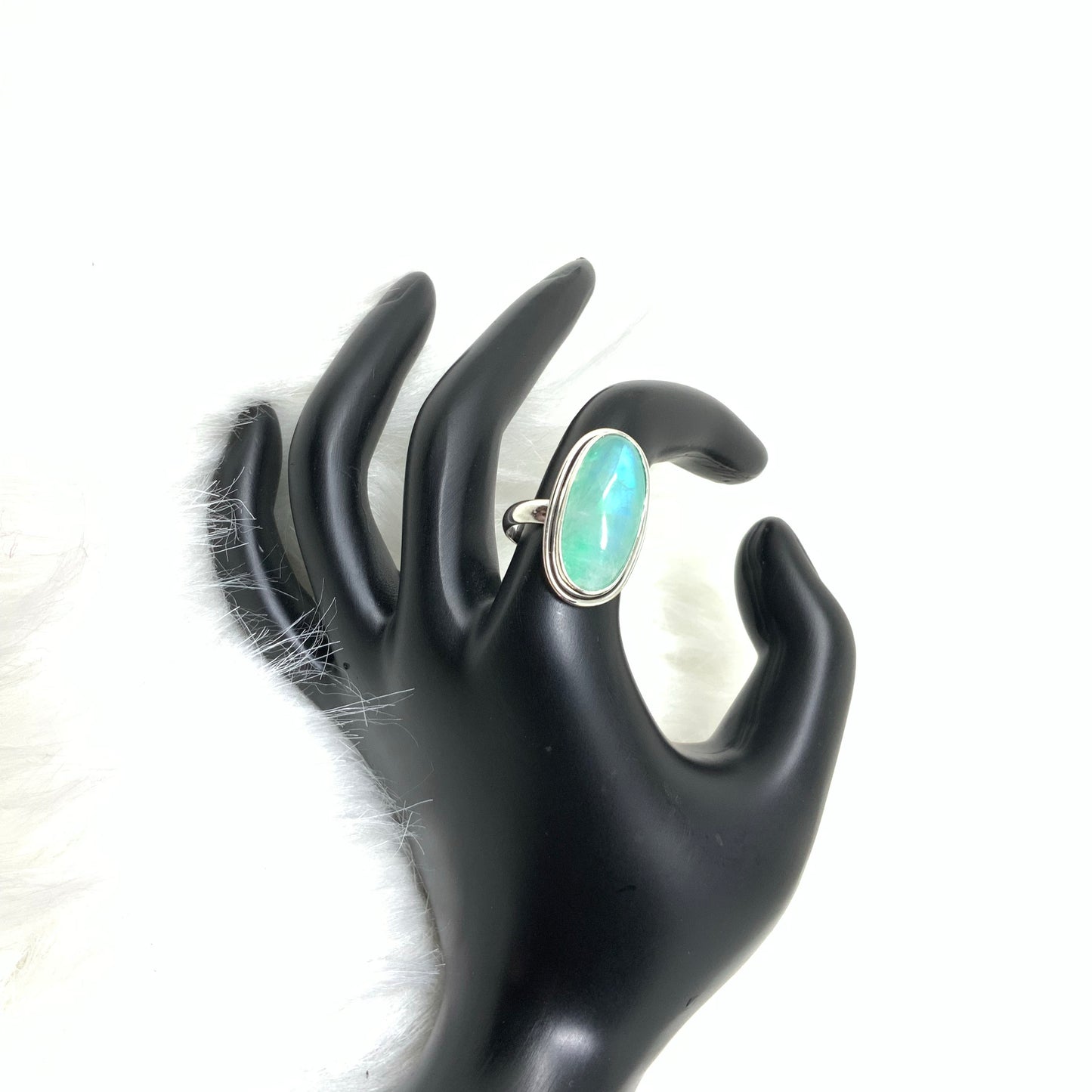 Green Moonstone Ring, size 8