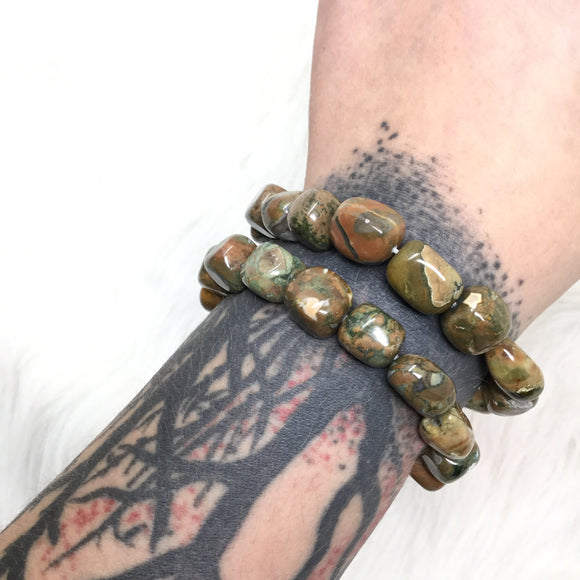 Unakite Nugget Elastic Bracelet