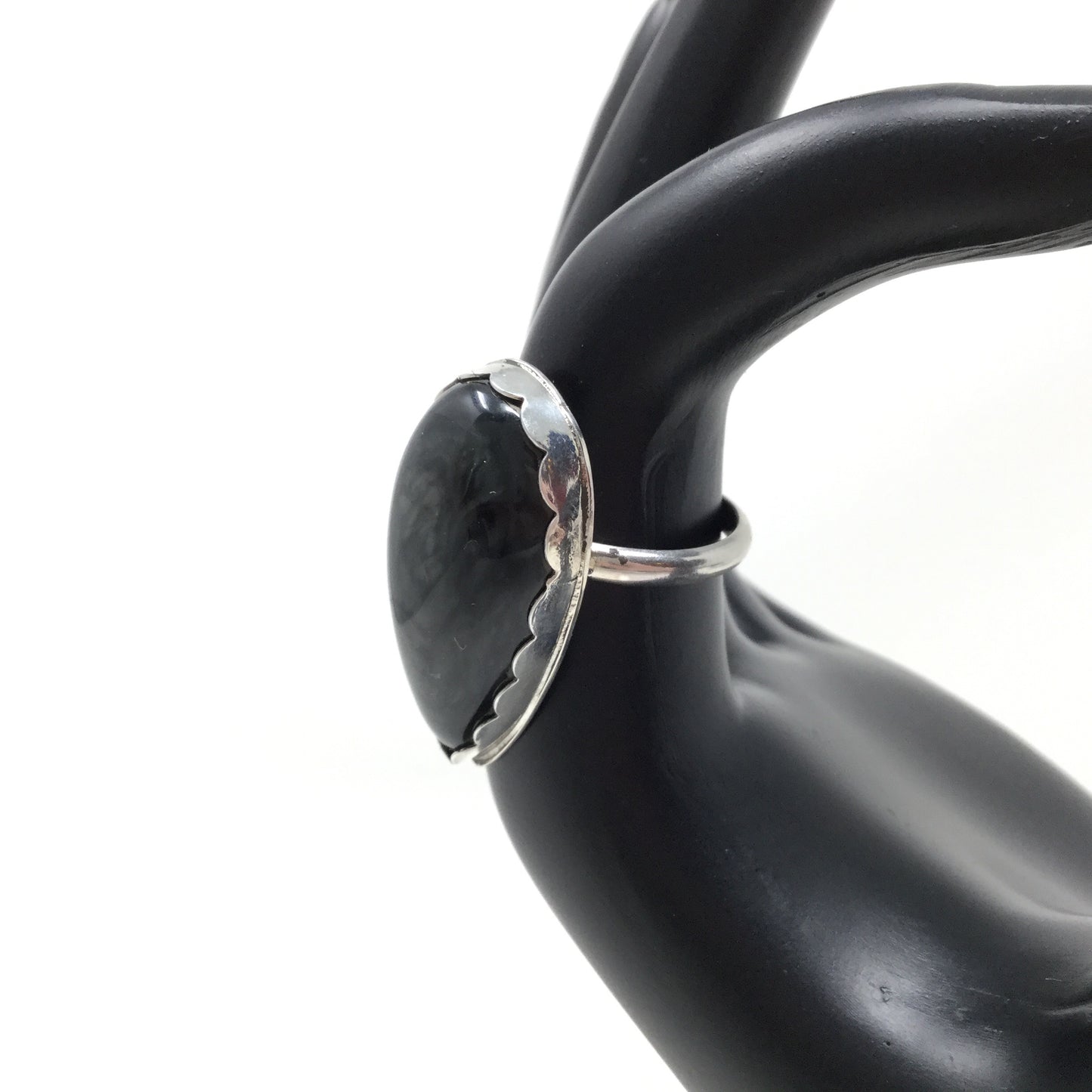 Mother of Pearl Obsidian Ring, size 7