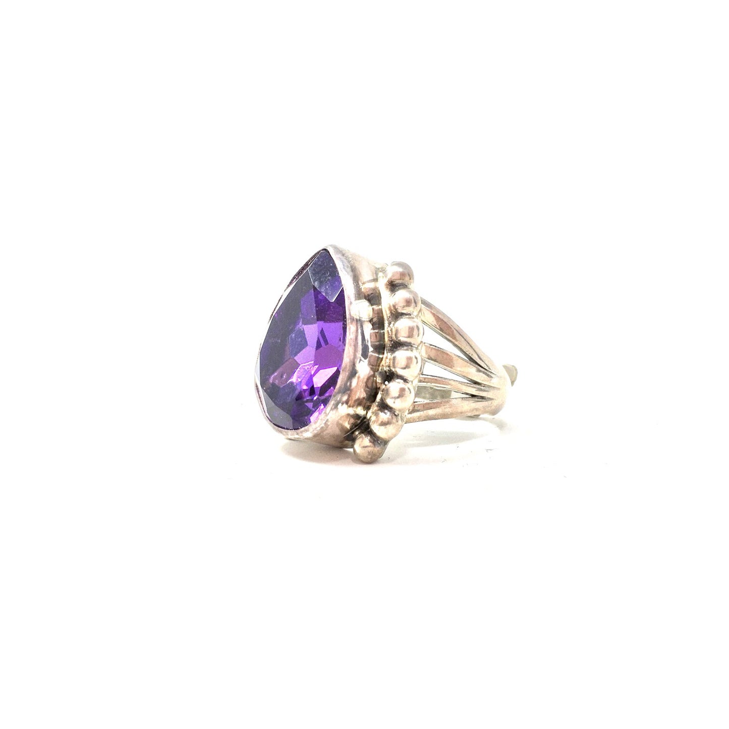 Very Large Amethyst Teardrop Ring, size 9