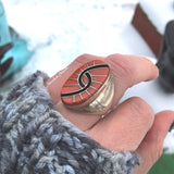 Amy Quandelacy Vintage Adriatic Coral Inlaid Ring, size 10