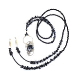 Snowflake Obsidian Beaded Wrap Necklace