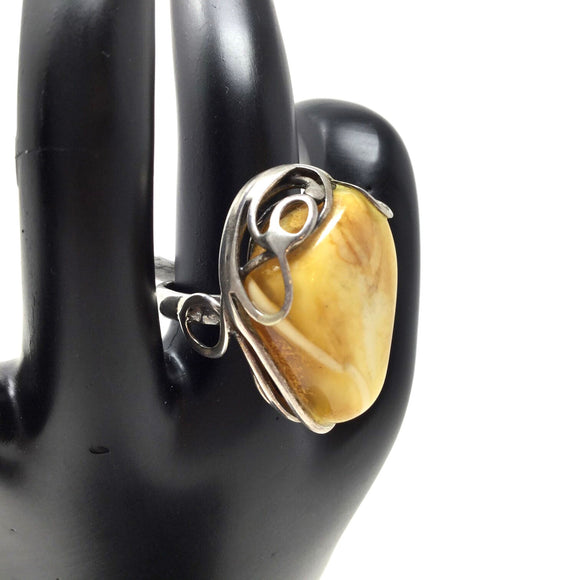 Butterscotch Amber Statement Ring, size 7