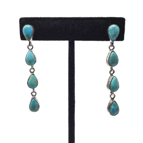 Long Multistone Turquoise Post Earrings