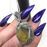 Yellow Dendrite Opal Wire Wrapped Tree Pendant