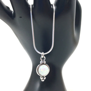 Small Simple Opal Pendant with Chain