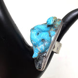 Carved Turquoise Snake Ring, Adjustable
