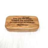 Cherry Wood Slider Boxes with Laser Engraved Quote