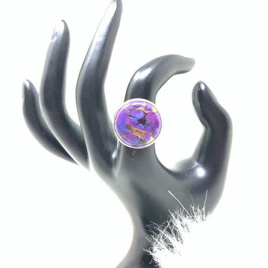 Round Purple Mojave Turquoise Ring, size 8