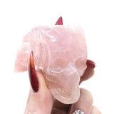 Rose Quartz Horned Skull