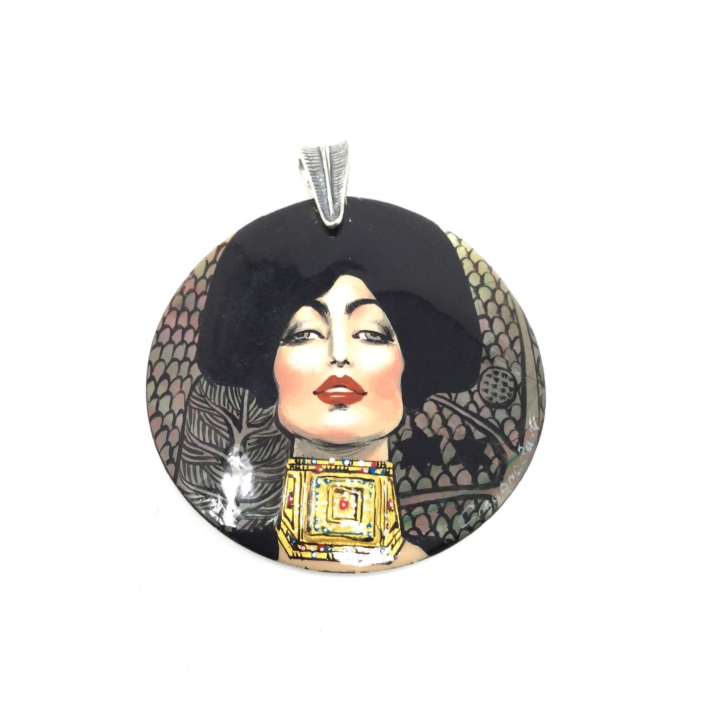 Gustav Klimt Abalone Shell Pendant