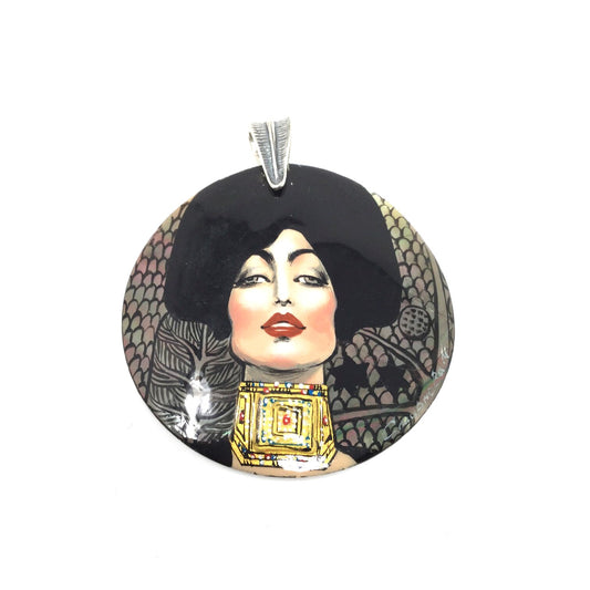 Gustav Klimt Abalone Shell Pendant