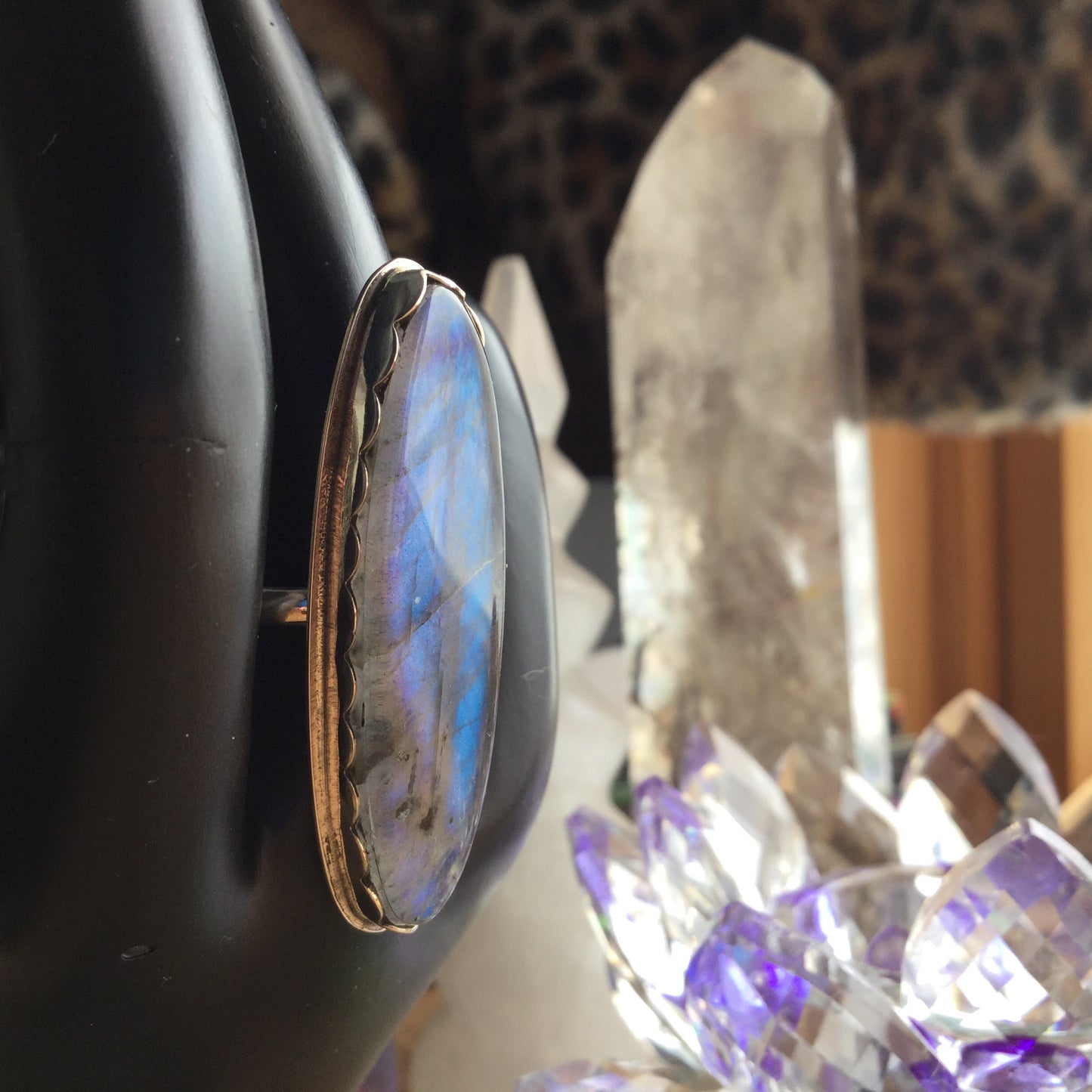 Labradorite Shield Ring, size 7