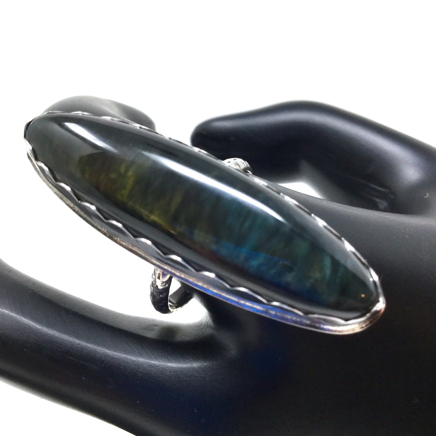 Mother of Pearl Obsidian Ring, size 9