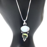 Two Stone Oval Opal Pendant with Chain