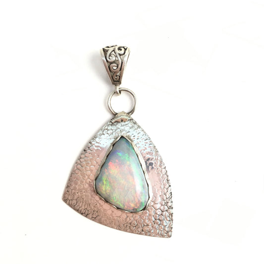5.5 Carat Natural Rare Semi Black Rainbow Opal Pendant