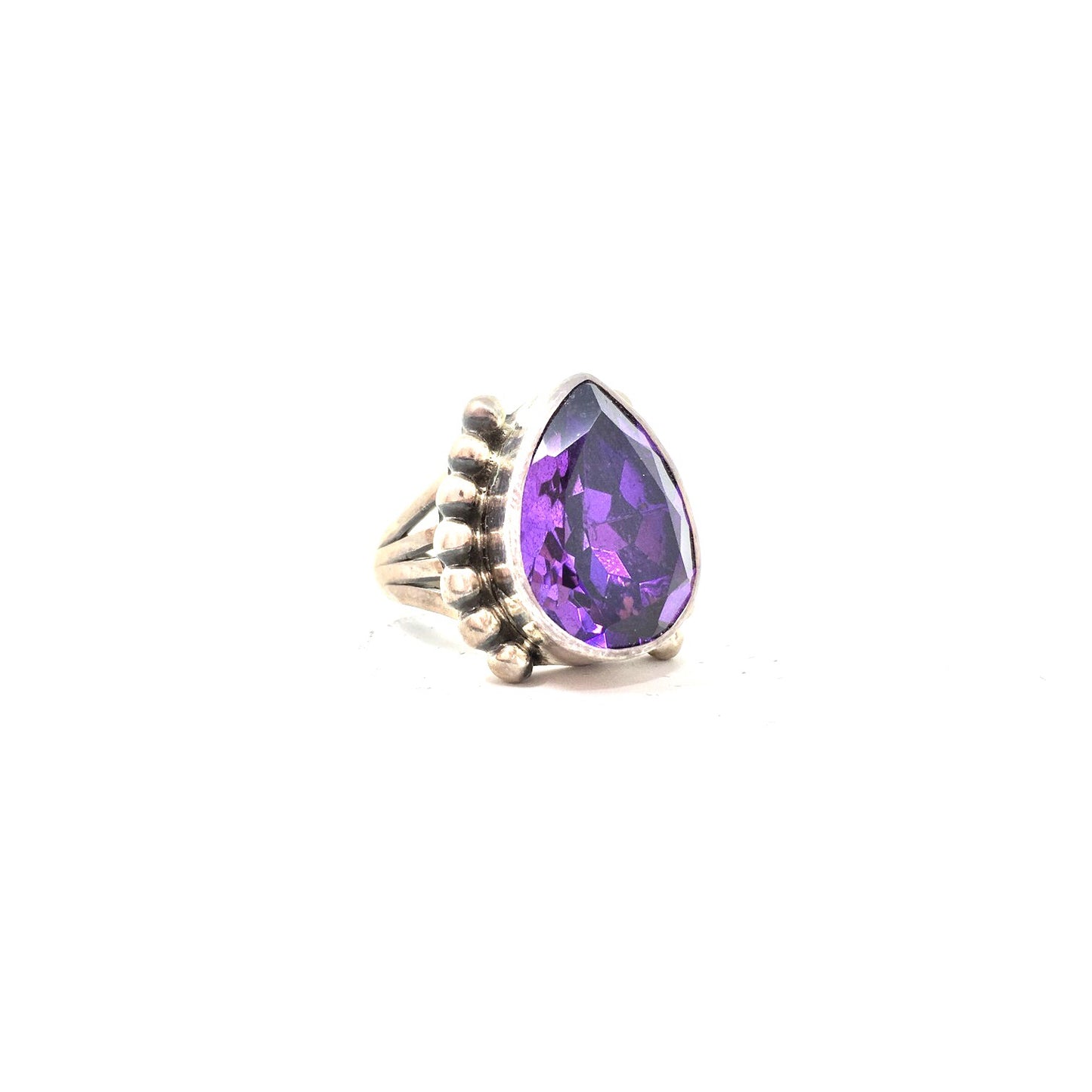 Very Large Amethyst Teardrop Ring, size 9