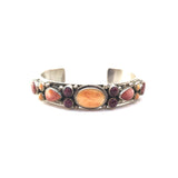 Orange and Red Multistone Spiny Oyster Cuff Bracelet