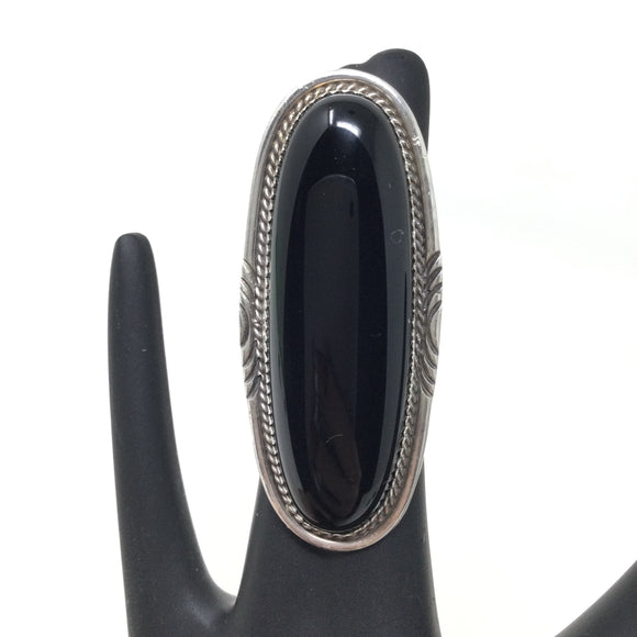 Black Onyx Shield Ring, size 9
