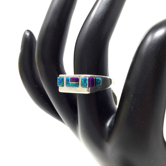 Coriz Sodalite and Opal Chip Inlay Ring, size 6.5