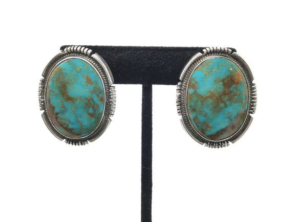 Large Turquoise Shield Post Earrings