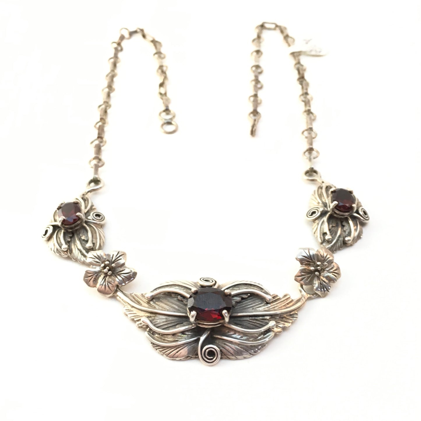 Garnet Flower Necklace