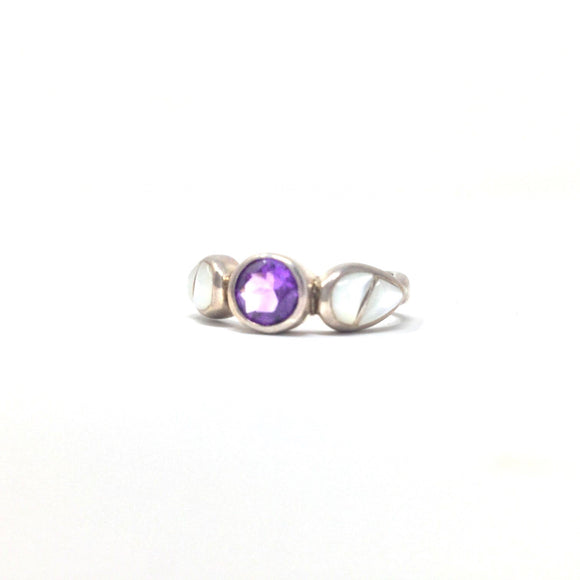 Amethyst and Mother of Pearl Ring, size 8