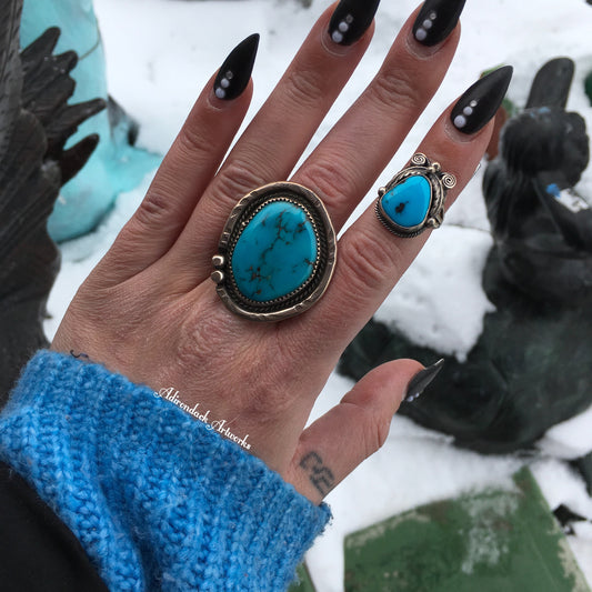 Turquoise Freeform Statement Ring, size 11.5