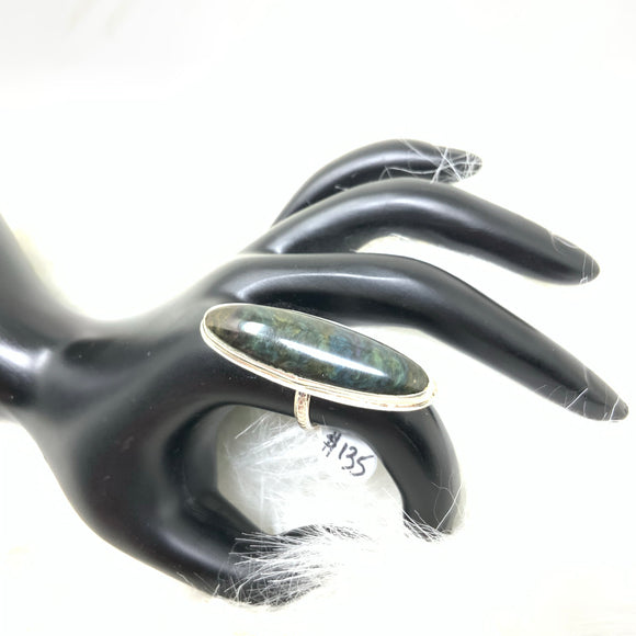 Mother of Pearl Obsidian Ring, size 7