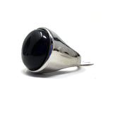 Black Onyx Ring Steel Ring, size 11