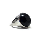 Black Onyx Ring Steel Ring, size 11