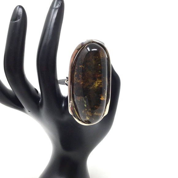 Large Freeform Amber Ring, Adjustable Size