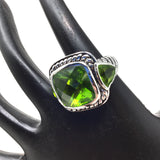 Green Faceted Glass Ring, size 7